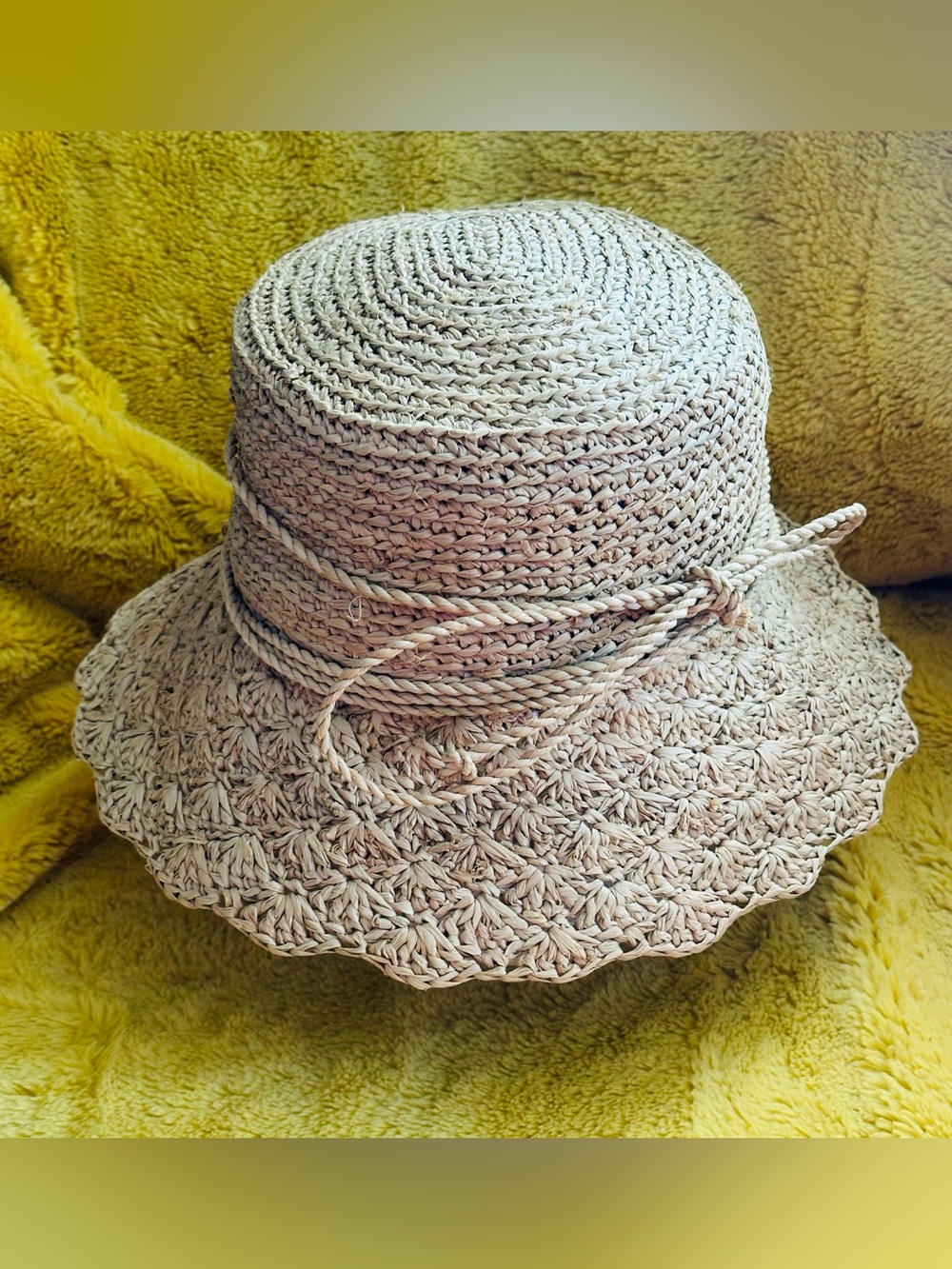 Callanan Handmade Rolled Brim Panama Natural Fiber Crocheted Sun Hat Vacation - Picture 5 of 10
